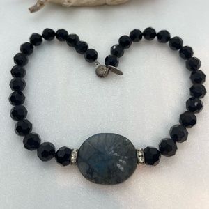 Rachel Abroms Faceted Labradorite and Jet Choker Necklace